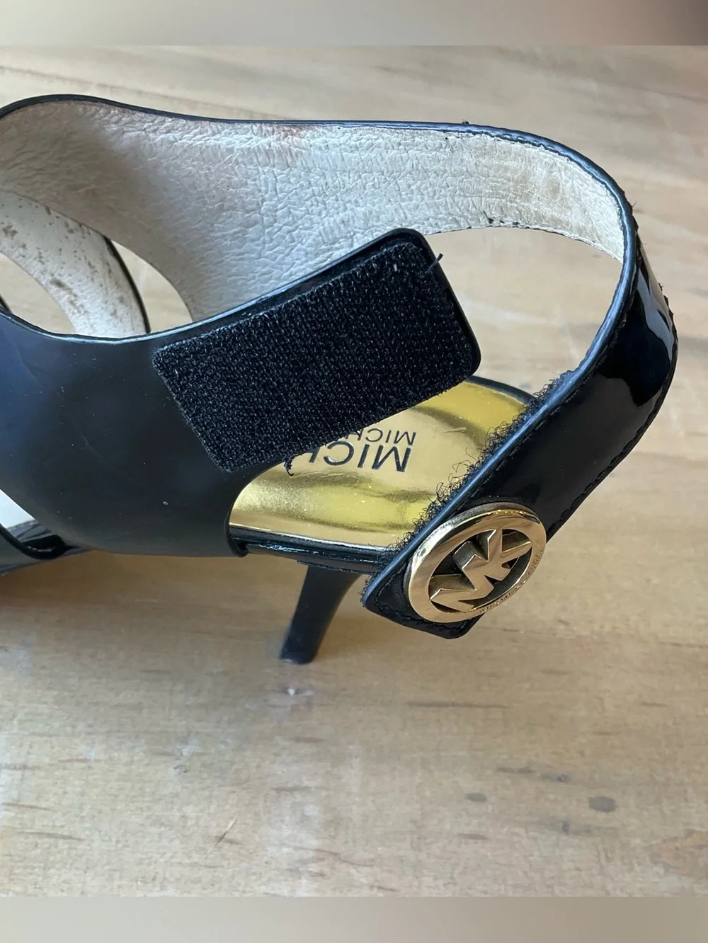 Michael Kors Womens Joselle Open Toe Pump Black Patent Size 8M